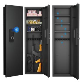53" Fingerprint Touch Panel In-Wall Safe,Hidden Wall Gun Safe for Rifles with Adjustable Shelves