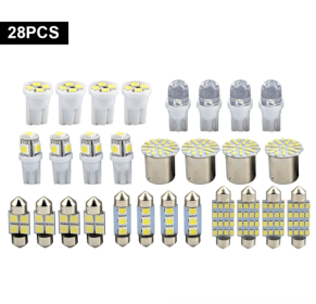 28pcs Car Interior White Combo LED Map Dome Door Trunk License Plate Light Bulbs (Option: 28pcs)